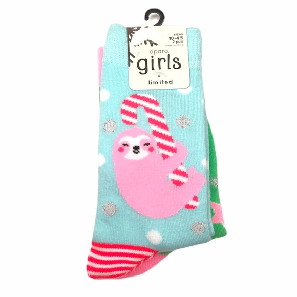 Apara Sloth & Flying Pig Crew Socks Blue & Pink - Picture 2 of 8
